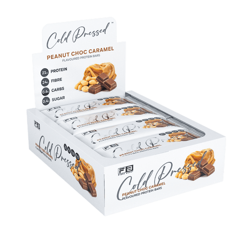 Cold Pressed Protein Bar Fibre Boost High protein bars Box of 12 Peanut Choc Caramel