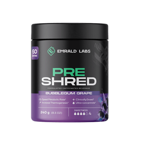 Pre Shred & Pre Shred Emrald Labs Fat burners supplements 60 Serves Bubblegum Grape