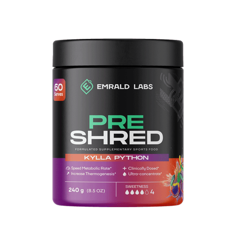 Pre Shred (3) & Pre Shred Emrald Labs Fat burners supplements 60 Serves Kylla Python