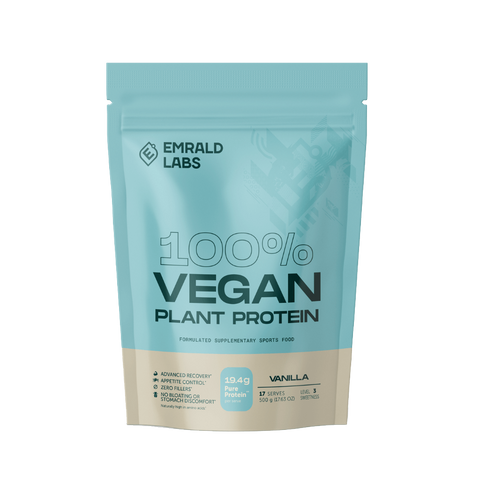 100% Vegan Protein & 100% Vegan Protein Emrald Labs Vegan protein powder 500g Vanilla