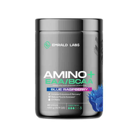 Amino+ EAA/BCAA (4) & Amino+ EAA/BCAA Emrald Labs Essential amino acids 60 Serves Blue Raspberry
