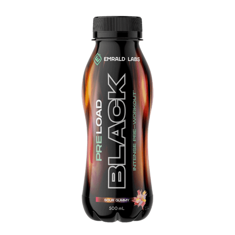 Pre Load Black RTD (1) & Pre Load Black RTD Emrald Labs Pre workout rtd Case of 12 Sour Gummy