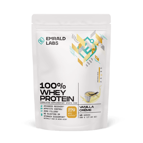 100% Whey Protein (30) & 100% Whey Protein Emrald Labs Whey blend protein 500g Vanilla Creme