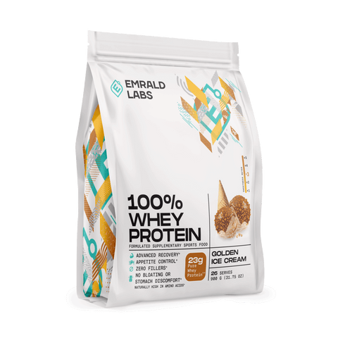 100% Whey Protein (39) & 100% Whey Protein Emrald Labs Whey blend protein 900g Golden Ice Cream