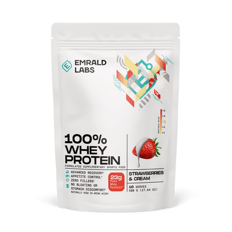 100% Whey Protein (38) & 100% Whey Protein Emrald Labs Whey blend protein 500g Strawberries & Cream