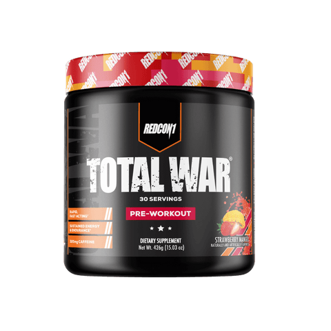 Total War (2) & Total War Redcon1 Medium stimulant pre workout powder 30 Serves Strawberry Mango